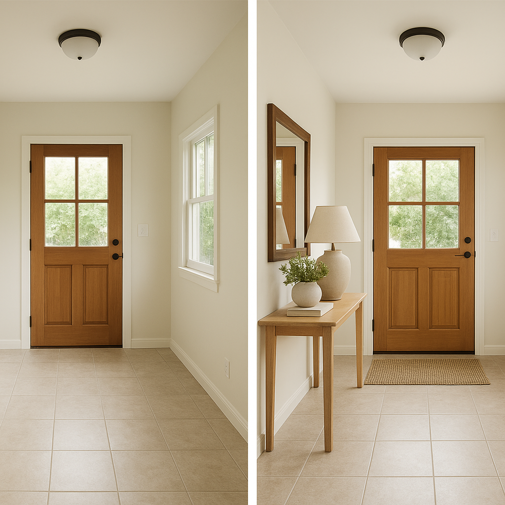 Home staging d’une maison de campagne : les bons leviers pour vendre plus vite 2 Entrée de maison de campagne valorisée par le home staging