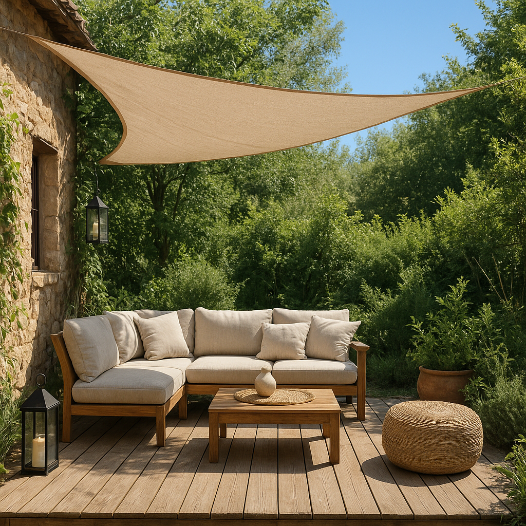Espace détente cosy sur une terrasse de gîte