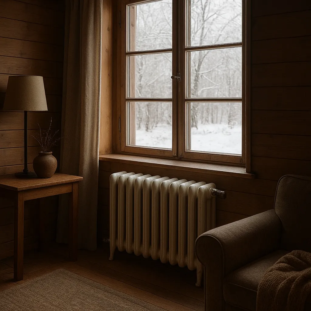 Intérieur d’une maison secondaire préparée pour l’hiver