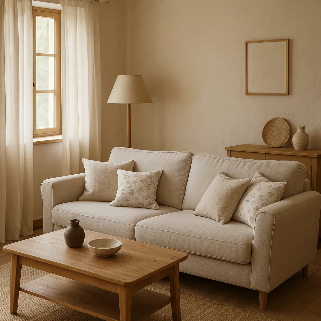 Salon de gîte convivial avec décoration simple et économique