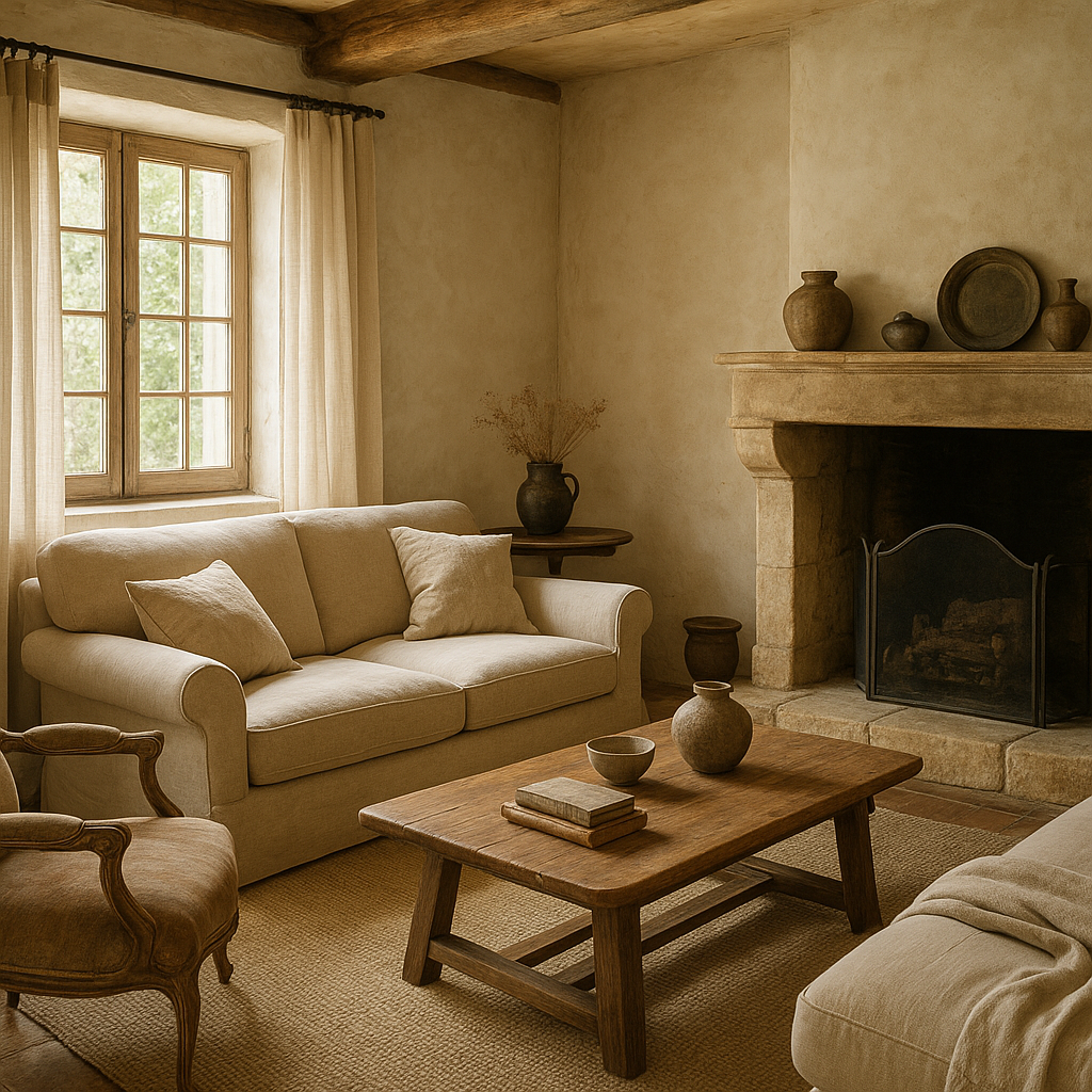 Maison de campagne : quelle décoration intérieure choisir pièce par pièce ? 3 Salon de maison de campagne avec déco intérieure authentique
