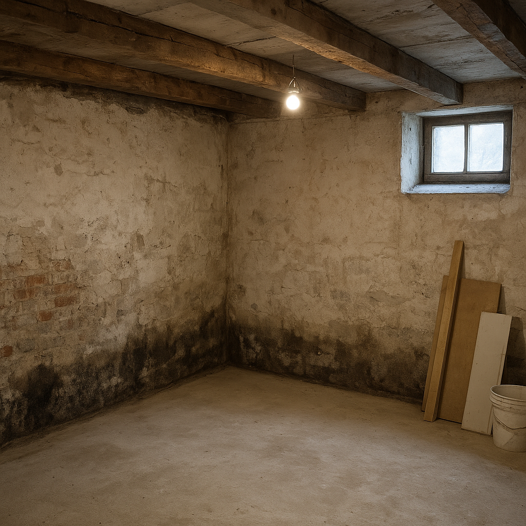 Traces de remontées capillaires dans une maison ancienne