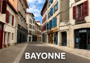 vue d'une rue centrale urbaine avec immeubles, enseignes et trottoirs