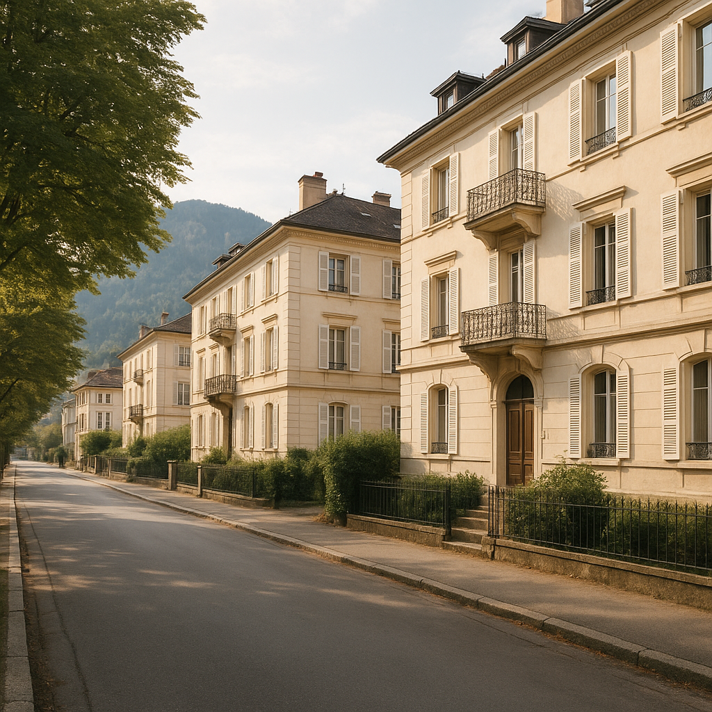 Quartier recherché dans une ville alpine avec appartements anciens bien placés