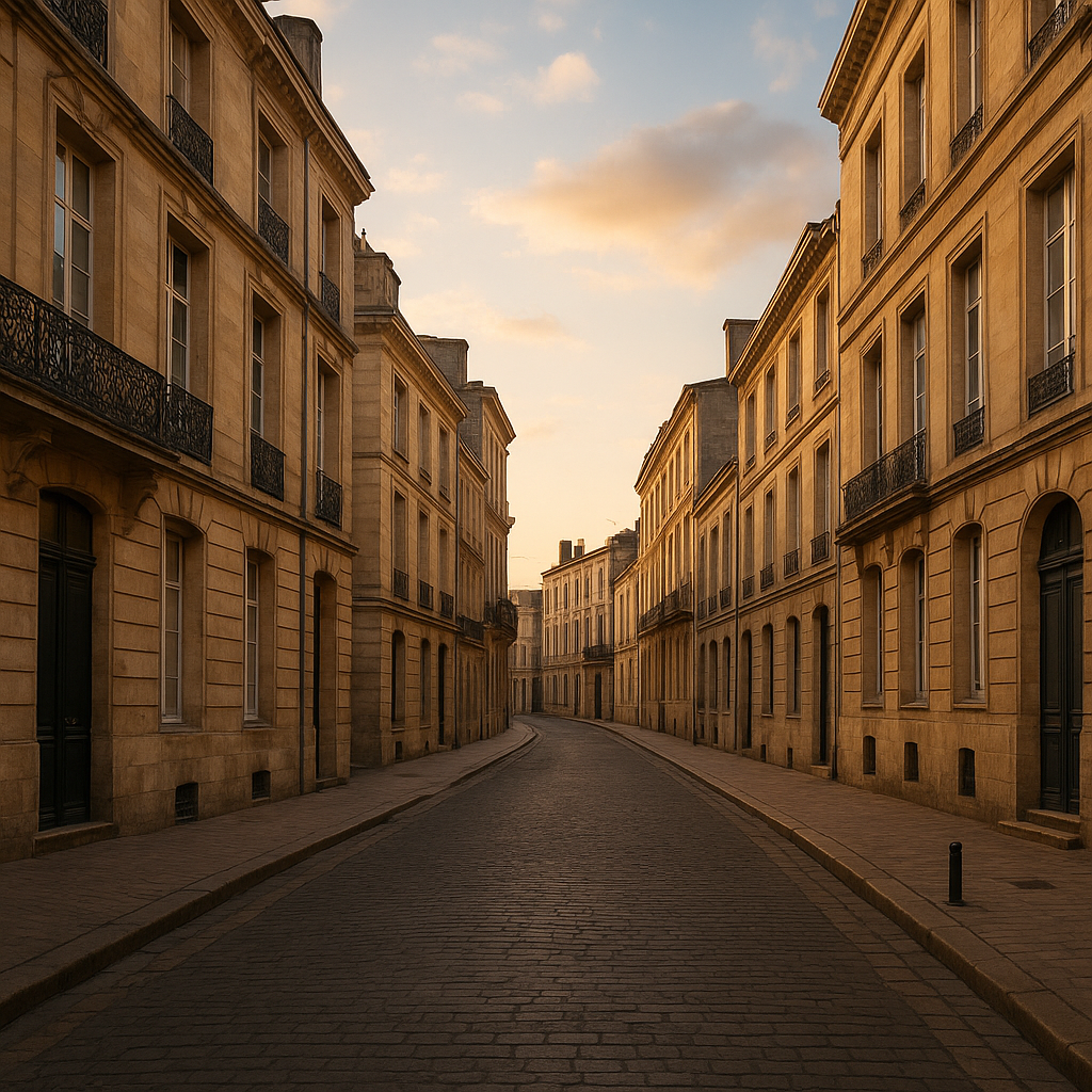 Rue immobilière à Bordeaux avec immeubles en pierre