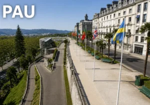 vue ensemble d'un quartier urbain avec immeubles et rues