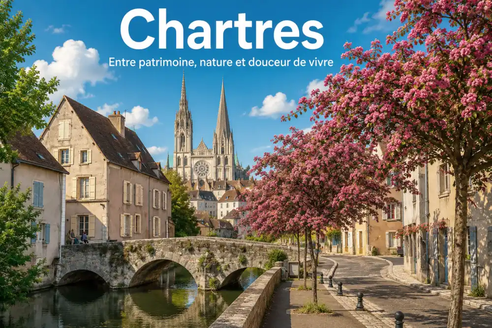vue d'une rue urbaine avec immeubles et toitures en tuiles sous ciel clair