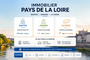 Immobilier dans les Pays de la Loire : Nantes, Angers, Le Mans… où les prix évoluent-ils le plus ? 5 image montrant des immeubles urbains en alignement le long d'une rue du centre ville
